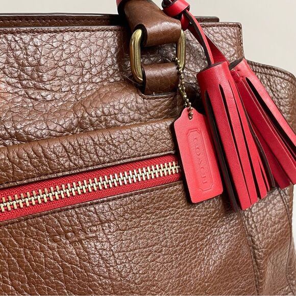 Coach Legacy Textured Leather Medium Candace Carryall Tote Brown Carnelian - Picture 6 of 13